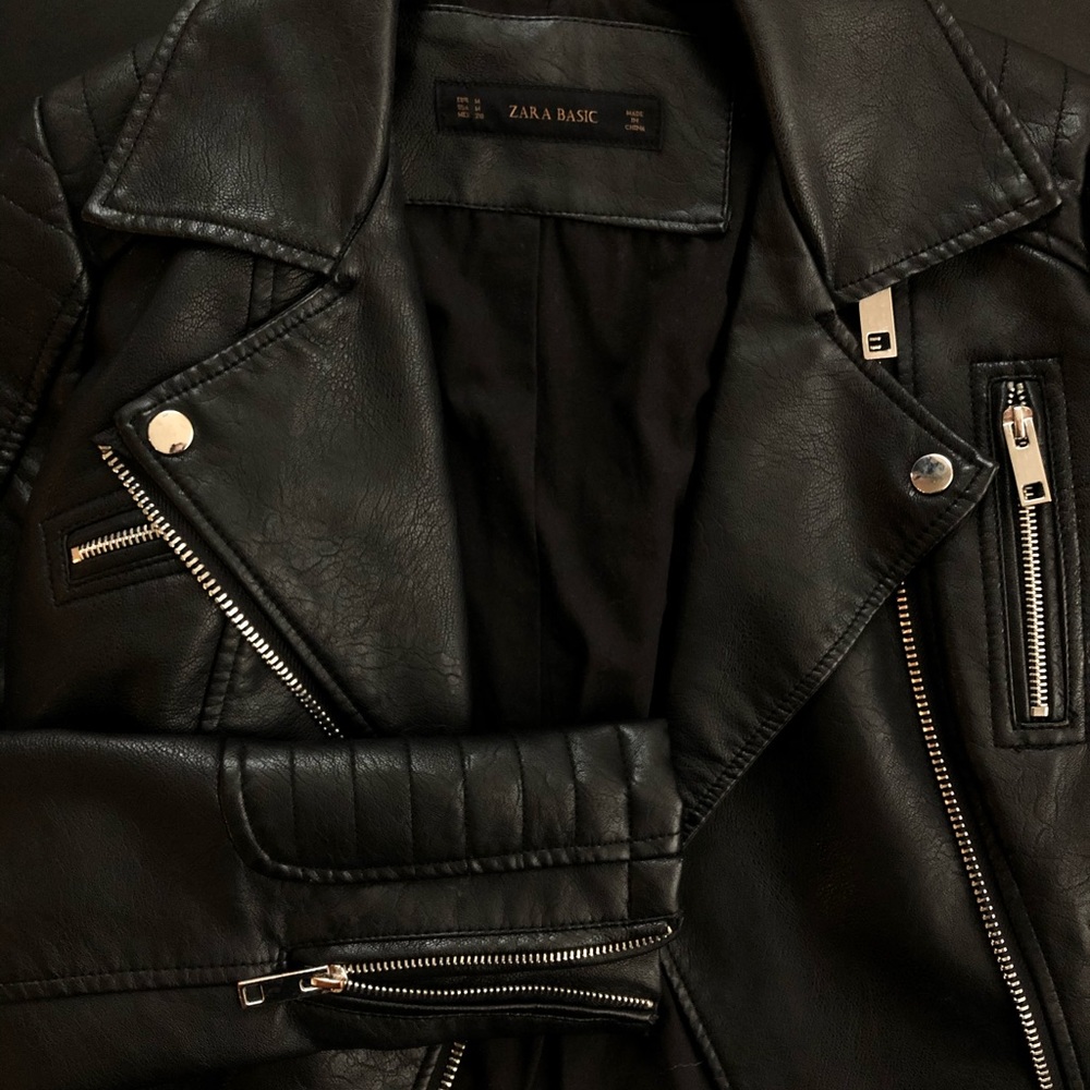 Zara Basic Leather Jacket - image 6